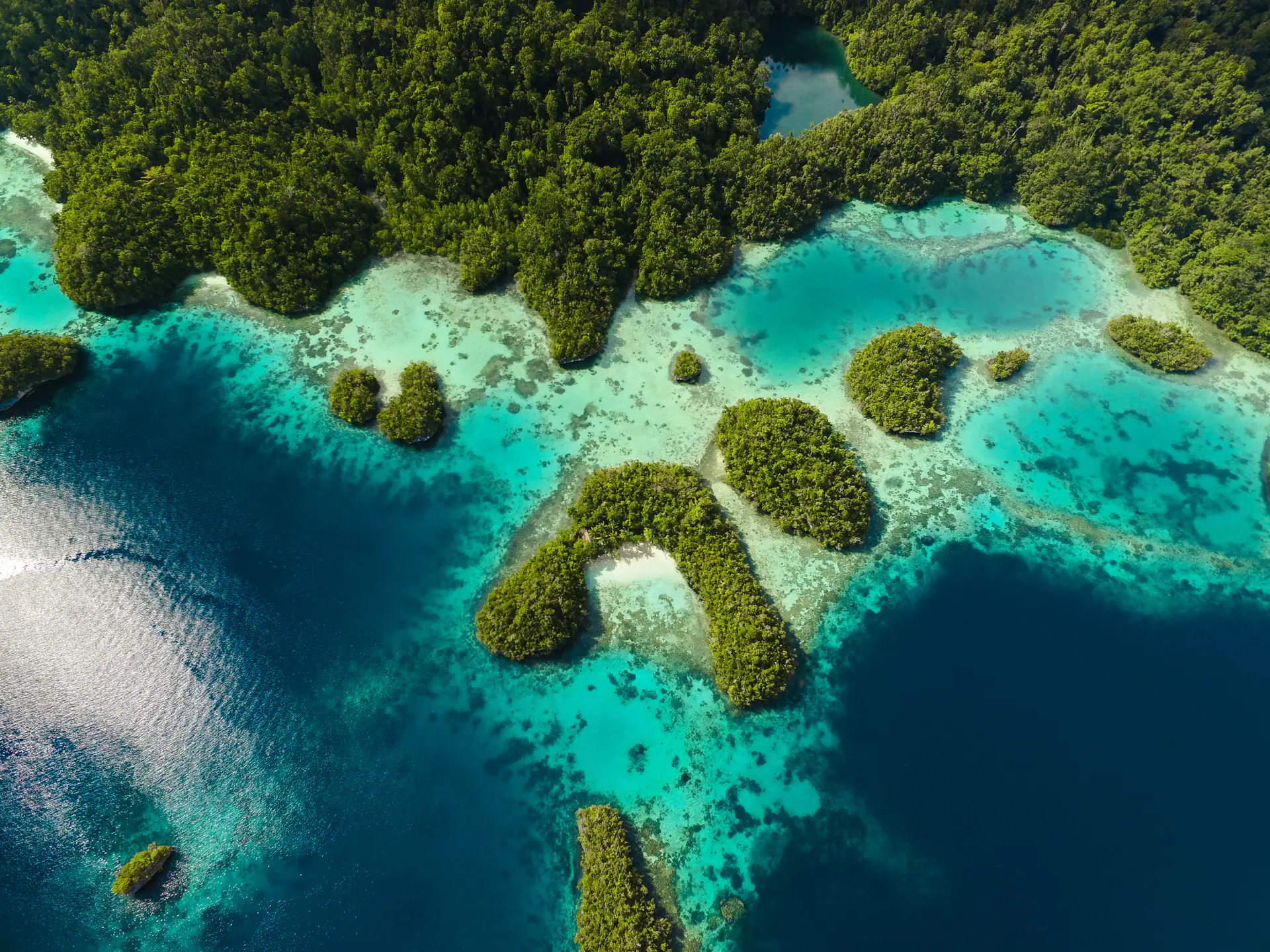 Aerial Misool lagoons and limestone islets